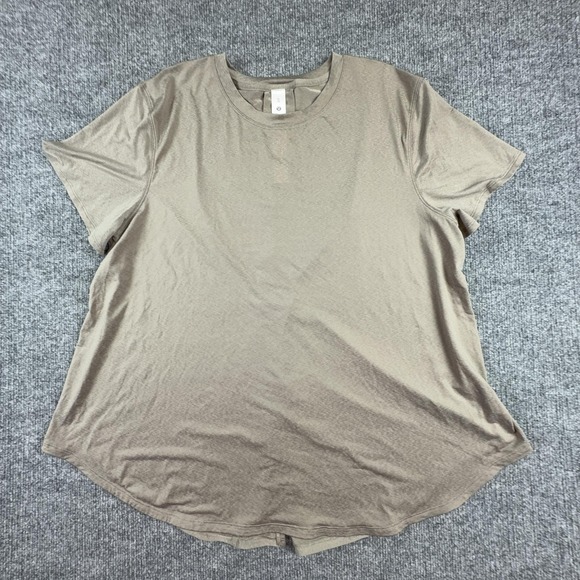 lululemon athletica Pants - Lululemon Shirt Womens XL Beige Short Sleeve Crew Neck Relaxed Fit Athletic